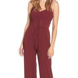 WAYF Ripley Corset Maroon Jumpsuit